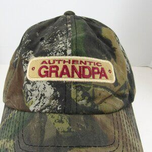 Authentic Grandpa Embroidered Patch Logo Men's Camo Adj Strap Back Cap Hat